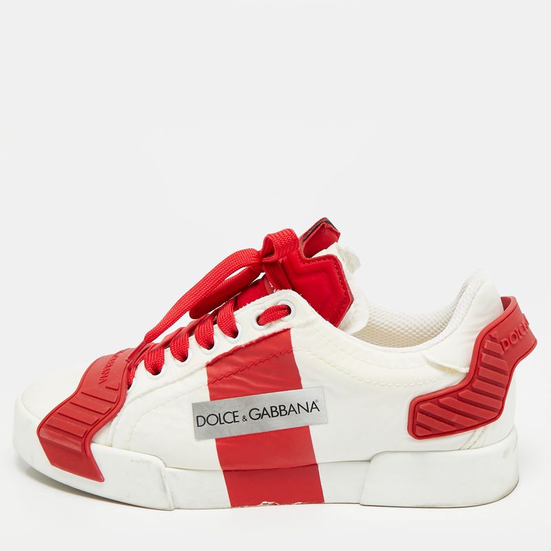 Dolce & Gabbana Size 36 White Nylon And Leather Lace Up Sneakers